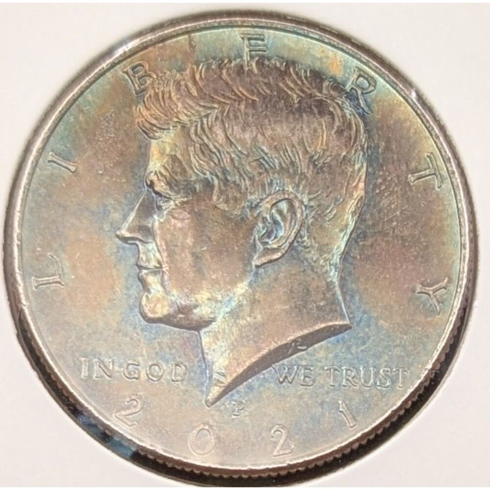 2021‑P Kennedy Half Dollar • Color Toned • US Coin • Vintage Collectible